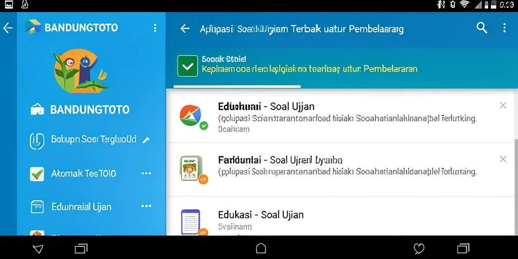 Tampilan antarmuka BANDUNGTOTO dengan berbagai fitur soal ujian.