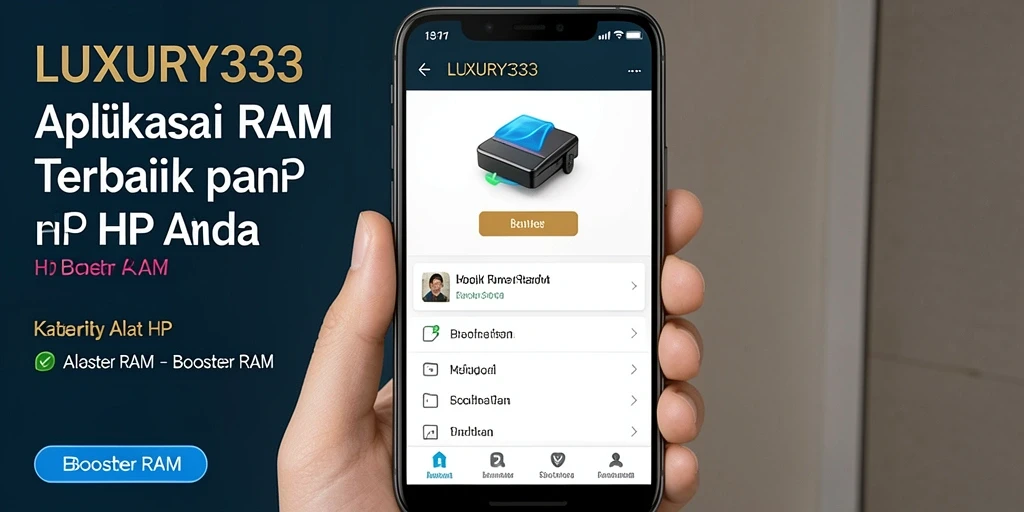 Antarmuka LUXURY333 dengan fitur pembersihan RAM yang efektif.