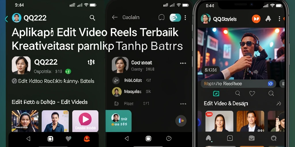 Tampilan antarmuka aplikasi QQ222 dengan fungsi Edit Video Reels.