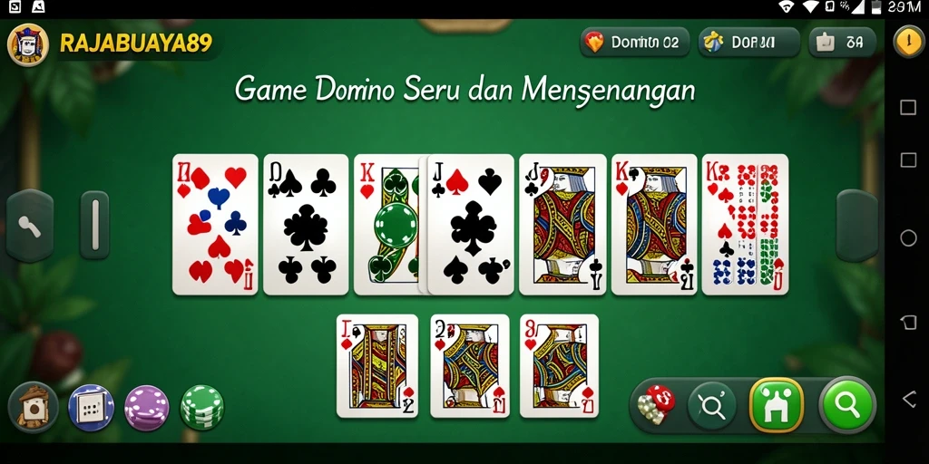 Tampilan antarmuka permainan domino RAJABUAYA89 yang menarik.