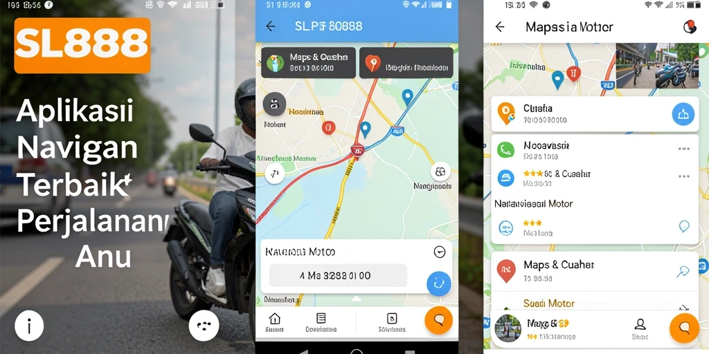 Antarmuka SL888 menampilkan rute navigasi motor yang jelas dan informatif.